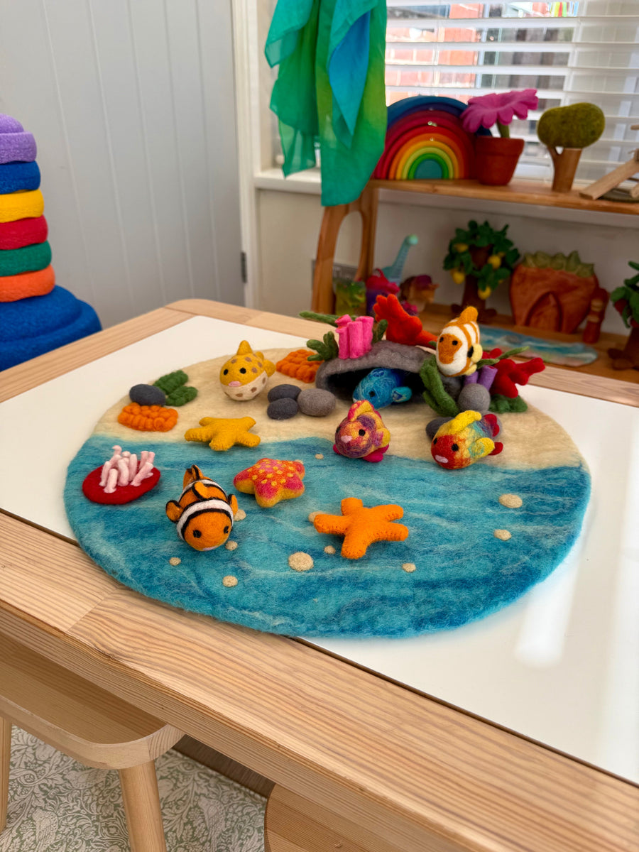 Felt Clown Fish, soft wool felt sized for small hands.
