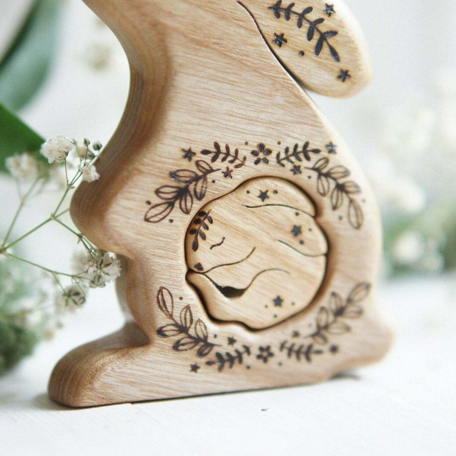 Wooden bunny announcement puzzle by Tiny Fox Hole (view 3)