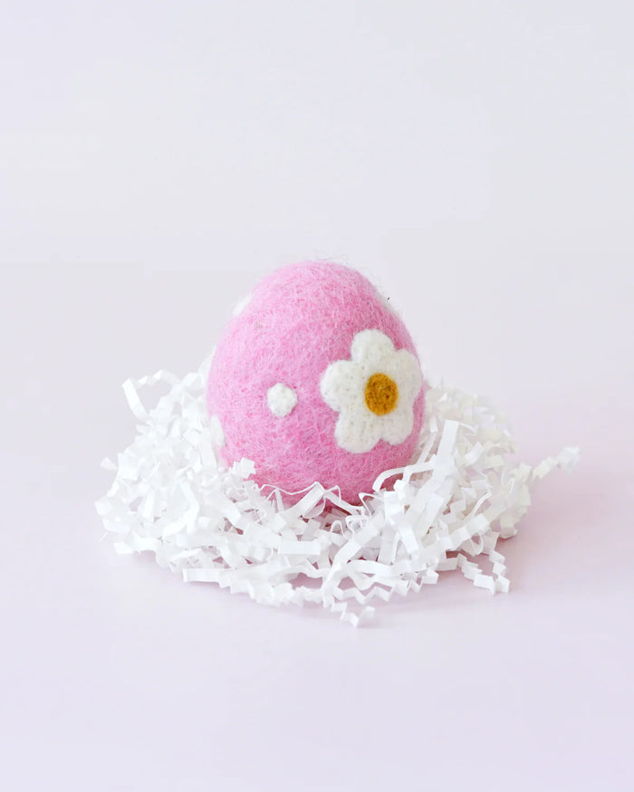 Felt Floral and Dots Egg, Pink