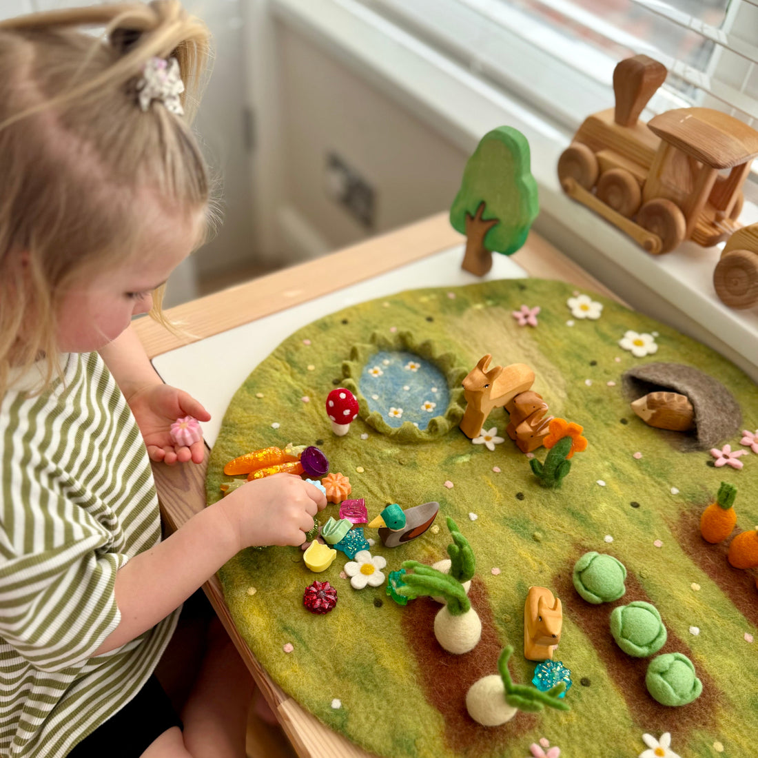Spring Time Felt Play Mat, made for open-ended, small-world play.