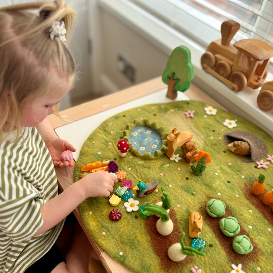 Spring Time Felt Play Mat, made for open-ended, small-world play.