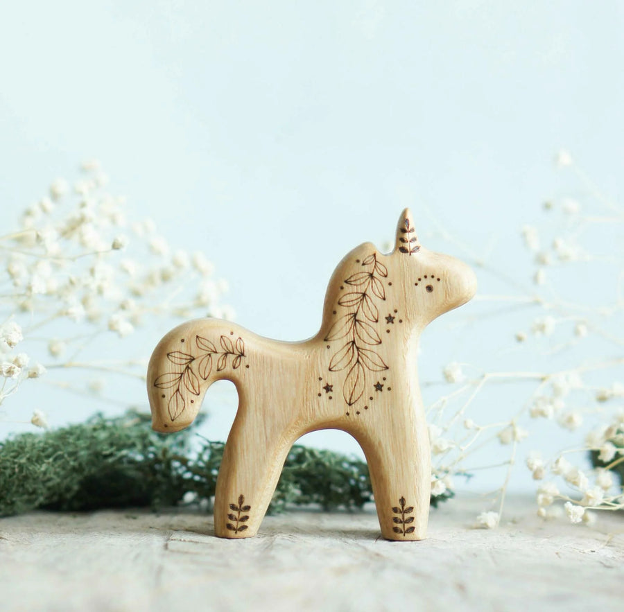 Wooden Baby Unicorn, Looking Up