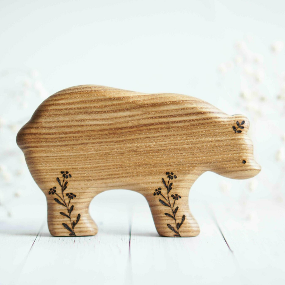 Wooden Bear Toy, Mom, a hand-carved wooden toy by Tiny Fox Hole.