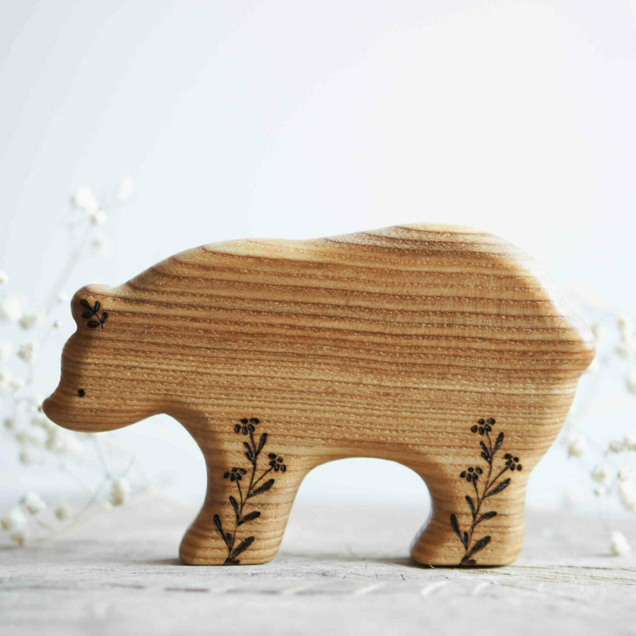Wooden Bear Toy, Mom, a hand-carved wooden toy by Tiny Fox Hole.