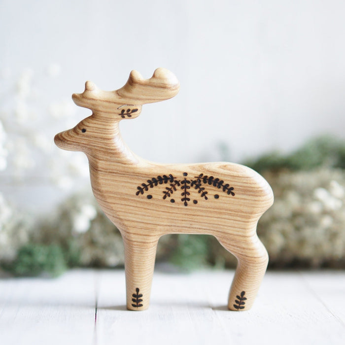 Wooden Stag, a natural wood animal toy by Tiny Fox Hole, cut and finished by hand from solid wood