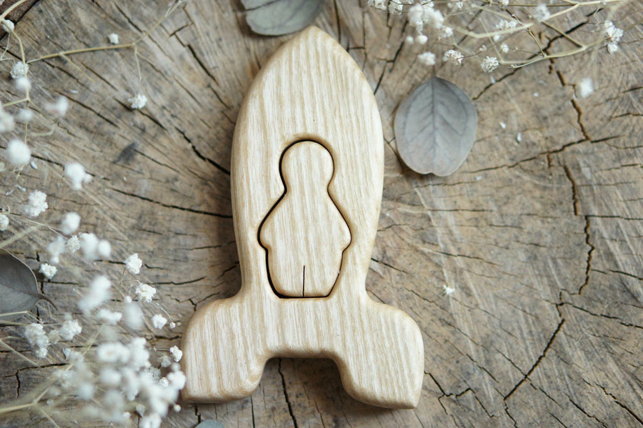 Wooden Rocket Puzzle with Star