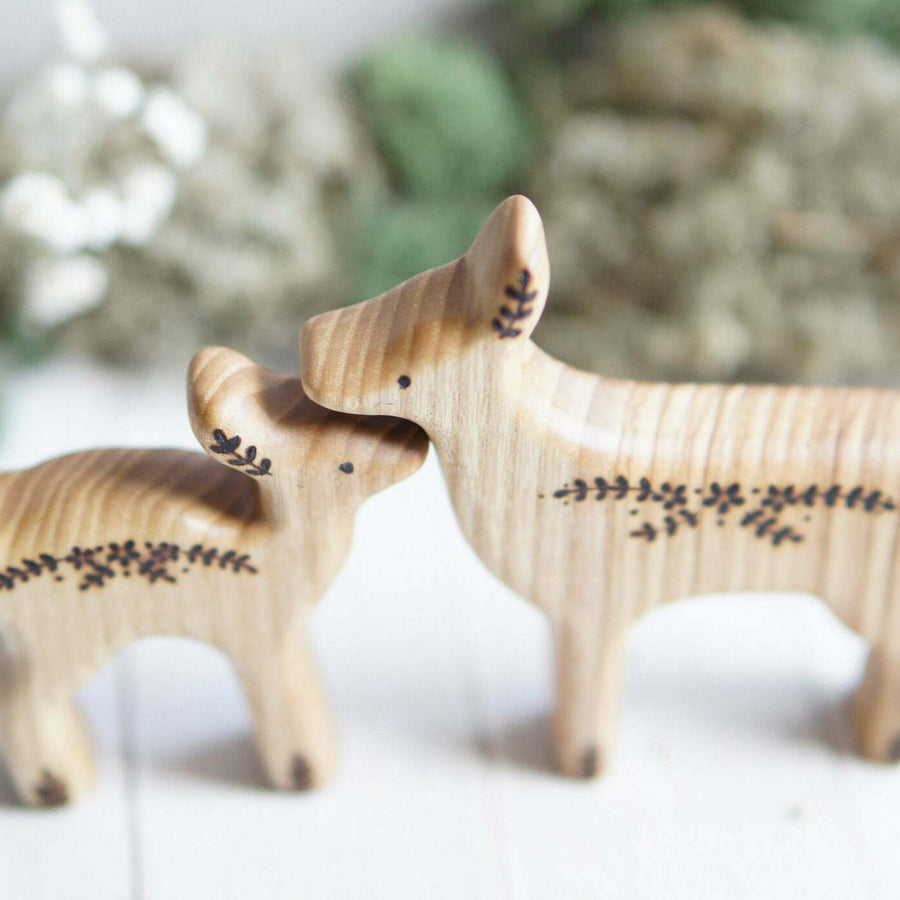 Wooden Fawn Toy, a hand-carved wooden toy by Tiny Fox Hole.