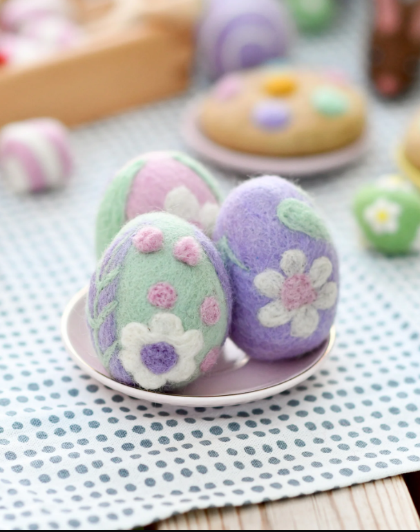 Felt Floral Eggs. Set of 3