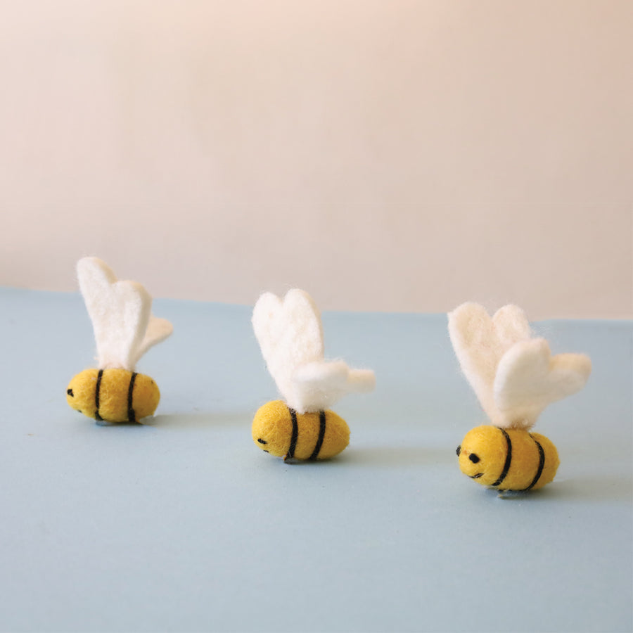 Felt Bees, 3 pcs