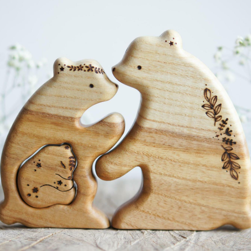Wooden bear family announcement puzzle by Tiny Fox Hole (view 2)