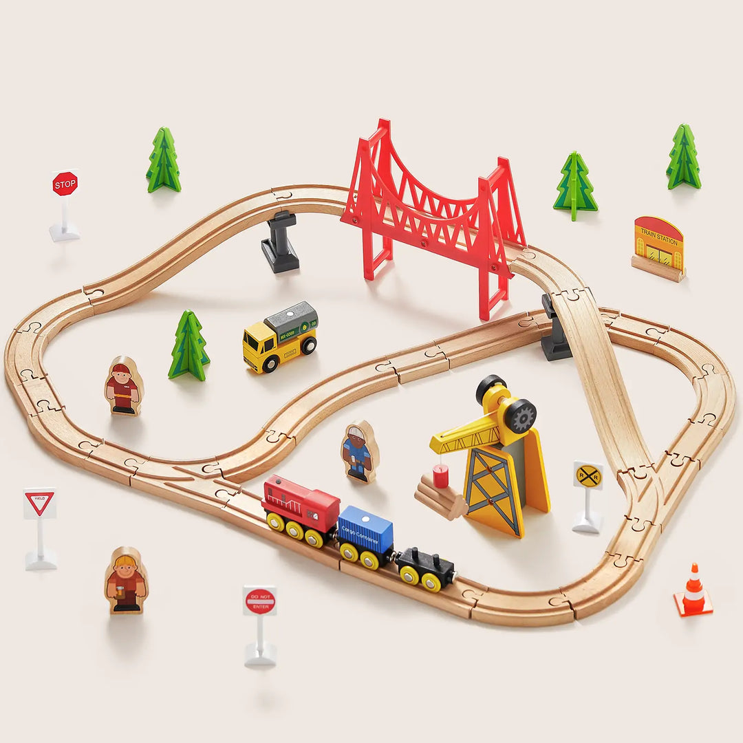 Tiny Land® Wooden Train Set for Children