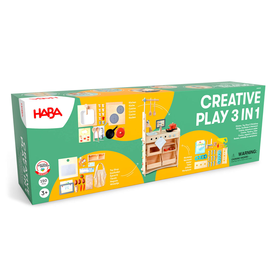 Creative Play 3 in 1 – Play Kitchen, Store &amp; Workshop