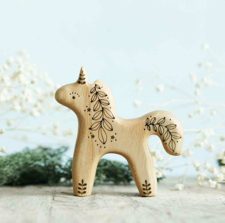 Wooden Baby Unicorn, Looking Up