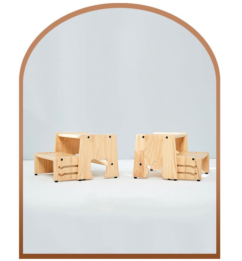 Mesasilla 2 Step Stool - Lightweight &amp; Sturdy with Anti-Slip, Animal-Shaped Cutouts - Solid Wood Construction