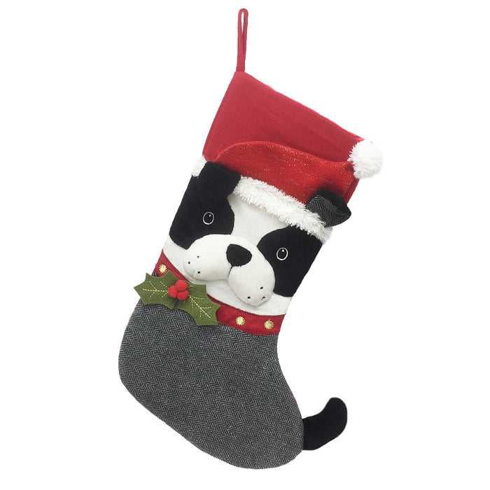 Mon Ami Frenchie Clause Christmas stocking with a French bulldog in a Santa suit