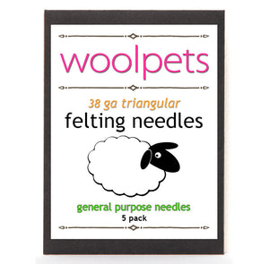 Woolpets 38 gauge triangular felting needles, five per pack