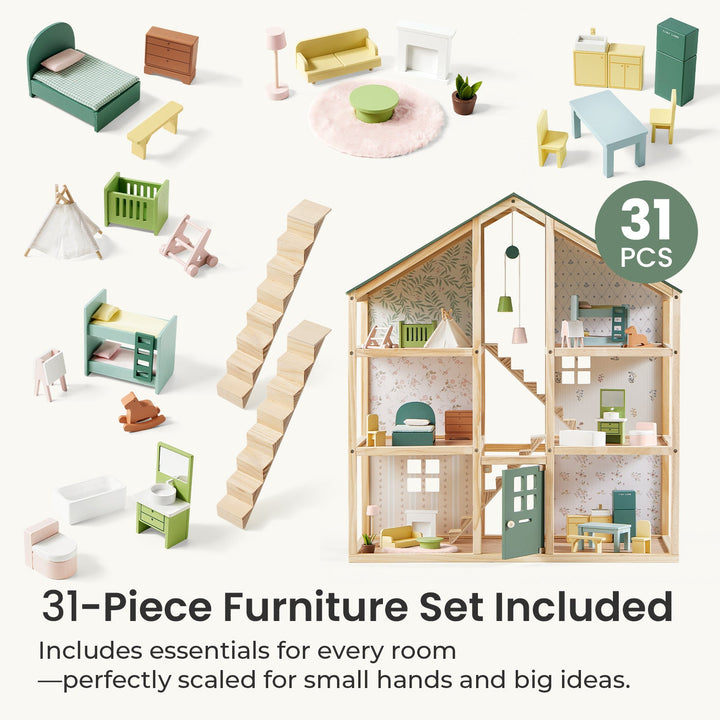 Tiny Land® Sweetwood Evergreen Dollhouse without Dolls