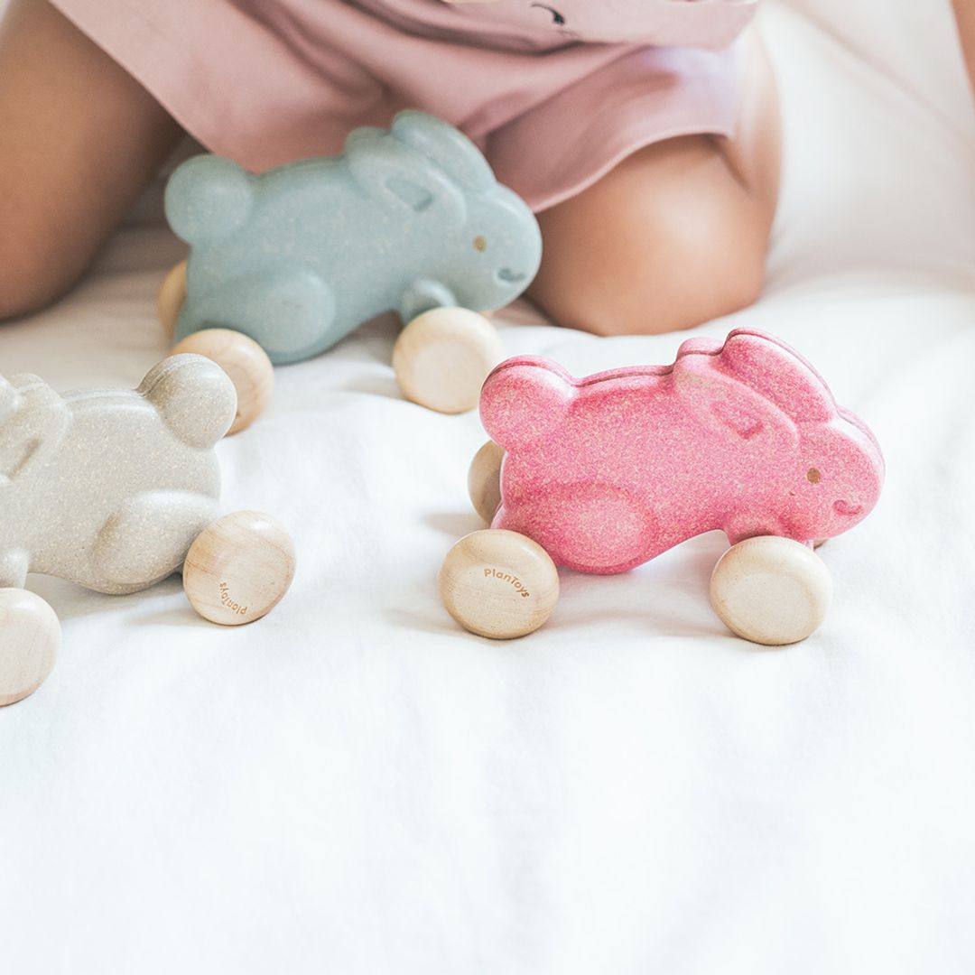 Plan Toys Push Along Bunny - Pink