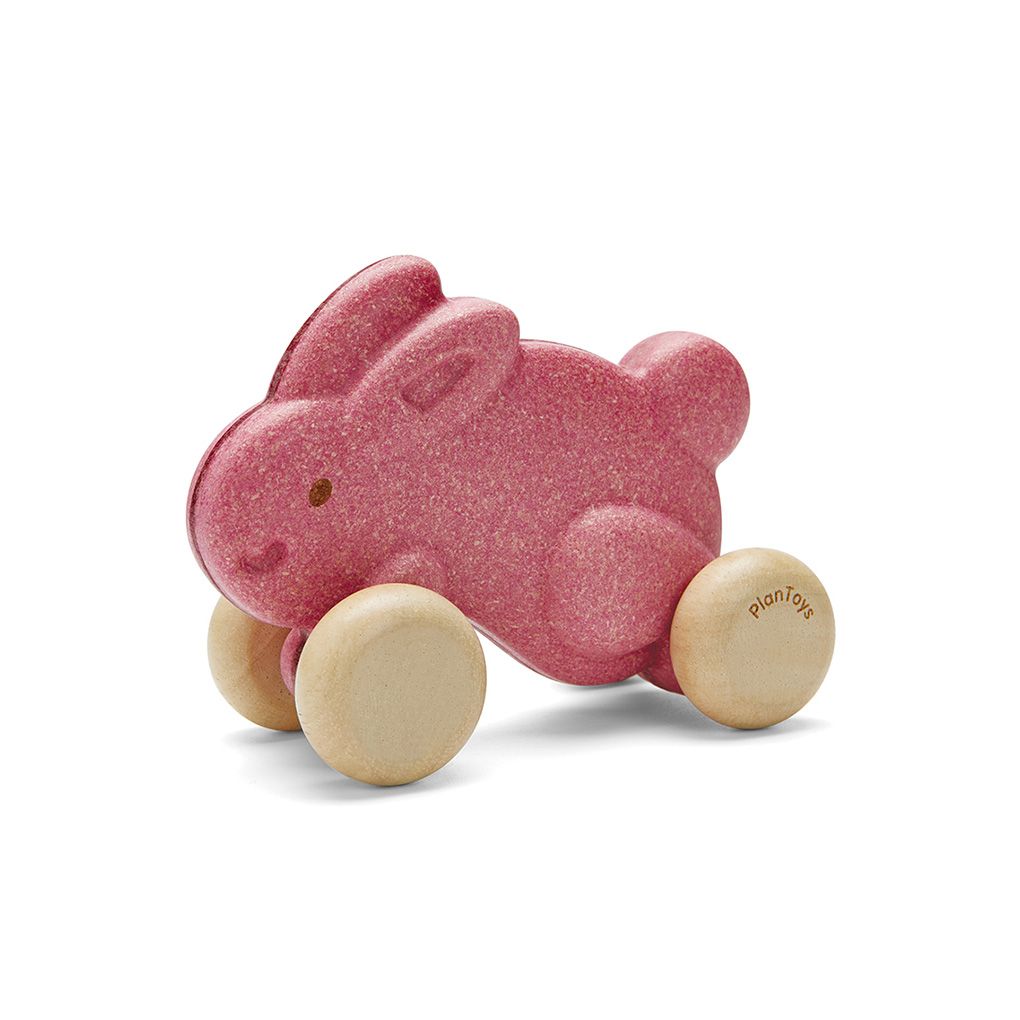 Plan Toys Push Along Bunny - Pink