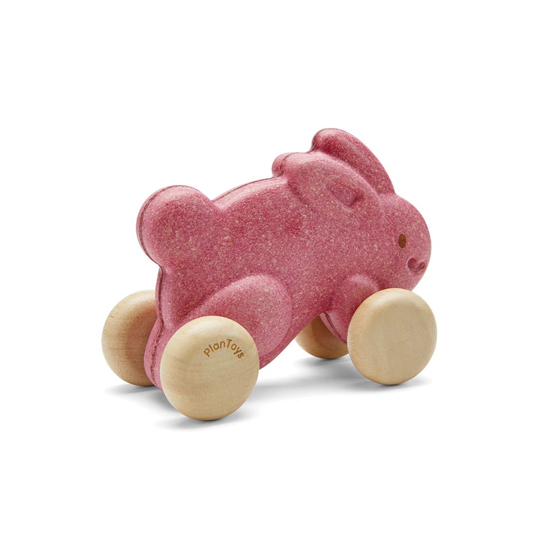 Plan Toys Push Along Bunny - Pink