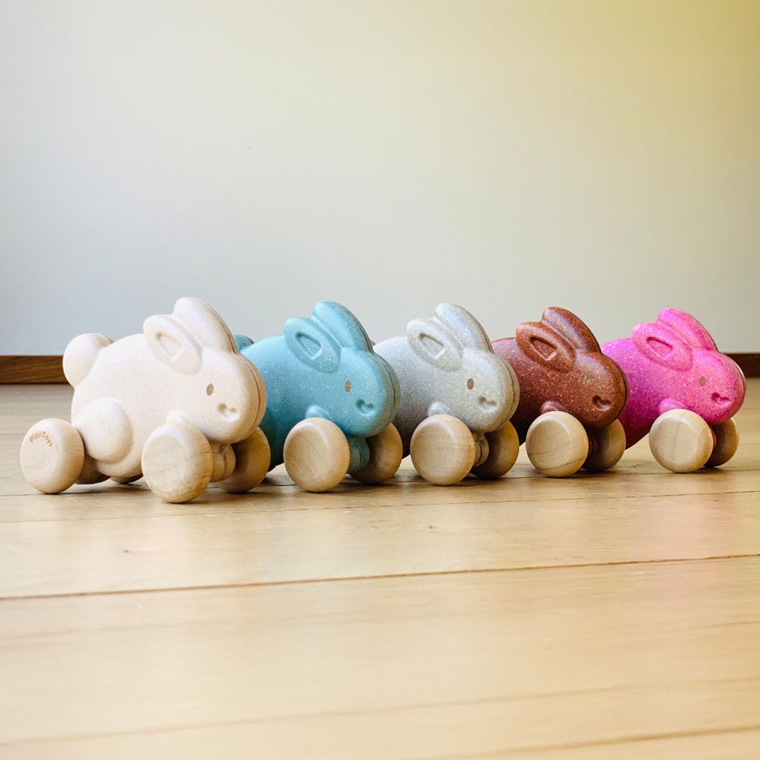 Plan Toys Push Along Bunny - Grey