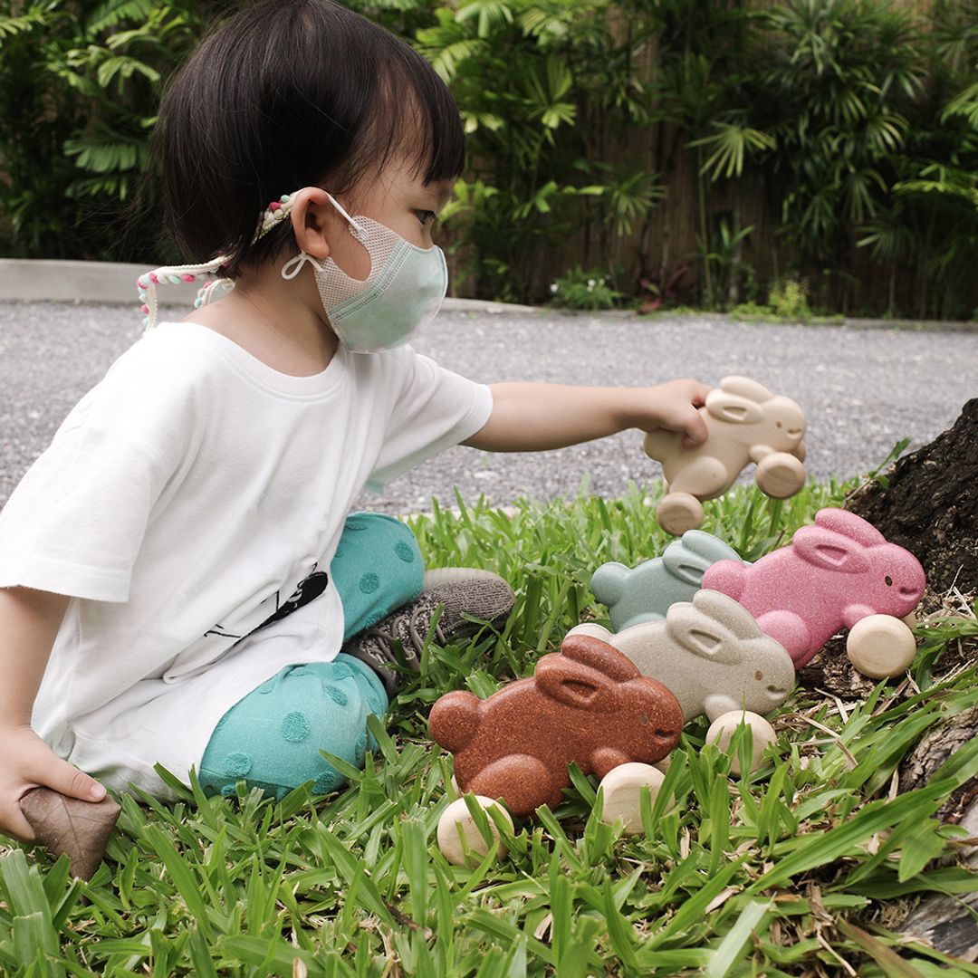 Plan Toys Push Along Bunny - Grey