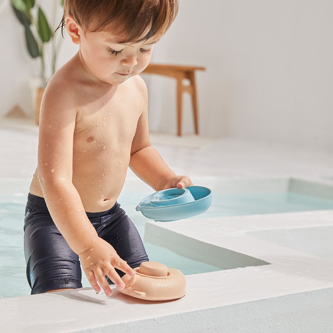 Plan Toys Rubber Convertible Boat - Pastel Blue