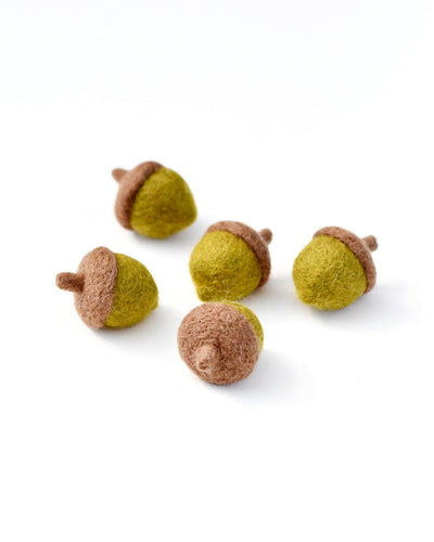 Felt Oak Green Acorns, Set of 5