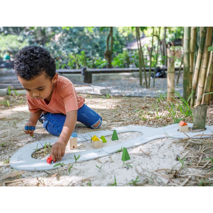 Plan Toys Rubber Road &amp; Rail Set, Medium