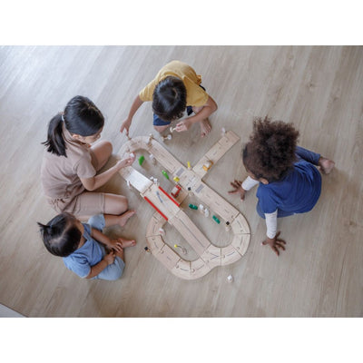 Plan Toys Rubber Road & Rail Set, Medium