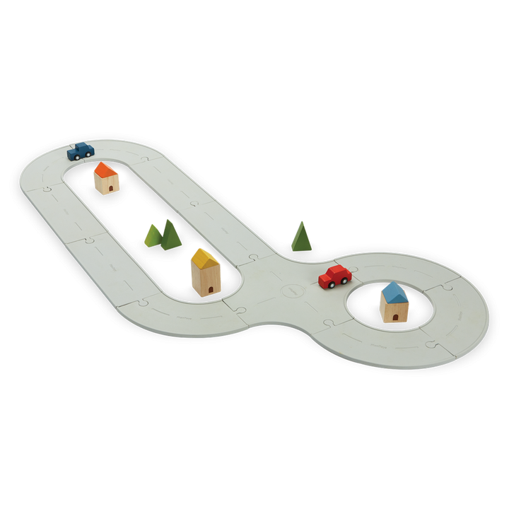 Plan Toys Rubber Road &amp; Rail Set, Medium