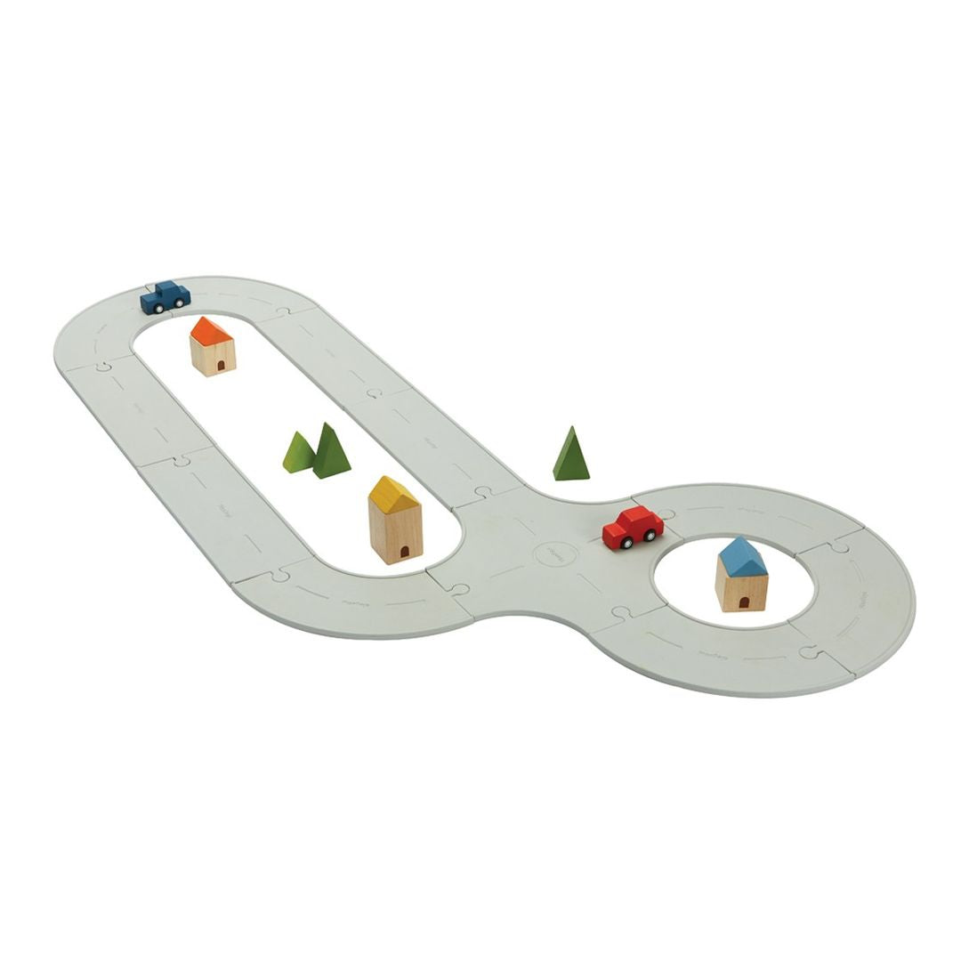 Plan Toys Rubber Road &amp; Rail Set, Medium
