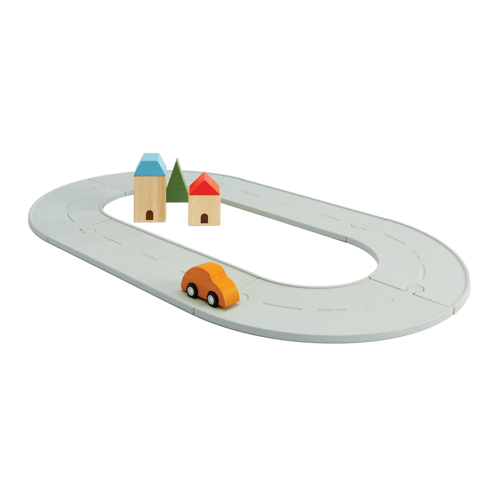 Plan Toys Rubber Road &amp; Rail Set, Small
