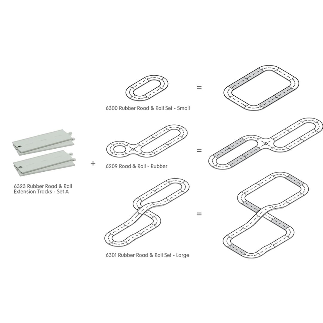 Plan Toys Rubber Road & Rail Expansion Tracks - Set A