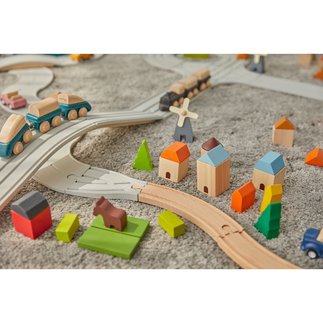 Plan Toys Rubber Road &amp; Rail Adaptor Tracks