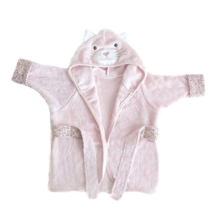 Mon Ami kitty-hooded bamboo terry baby robe