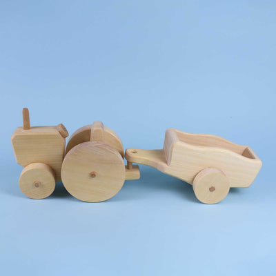 Sale Atelier des Peupliers Wooden Tractor with Trailer, Large