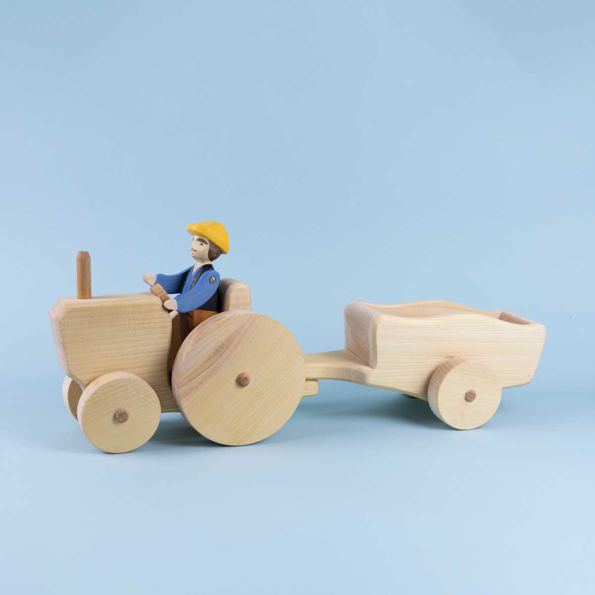 Sale Atelier des Peupliers Wooden Tractor with Trailer, Large