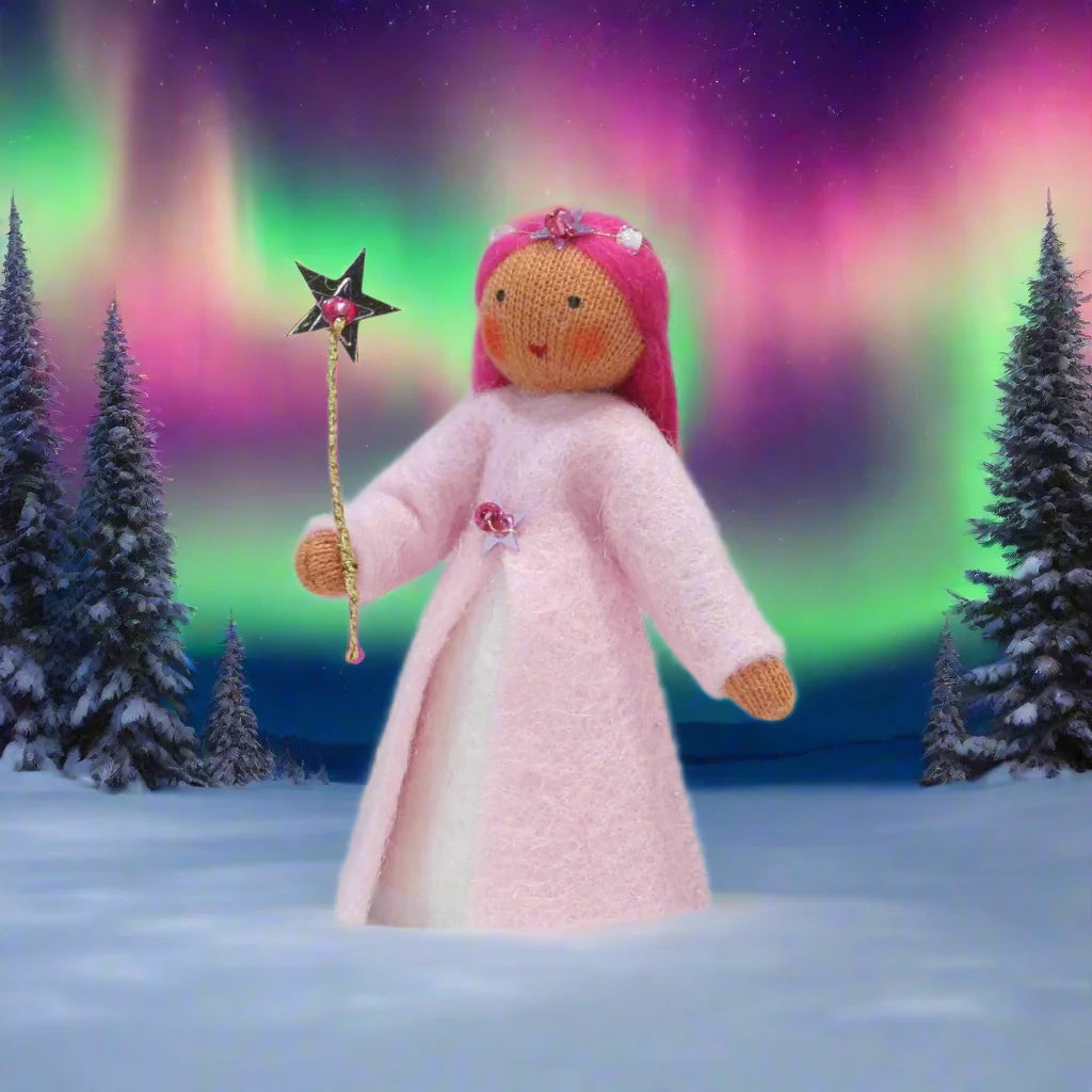 Aurora Borealis Fairy, Pink Dress, Medium Skin Tone