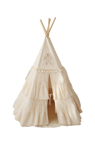 “Boho” Teepee Tent with Frills and "Caramel" Mat with Frill Set