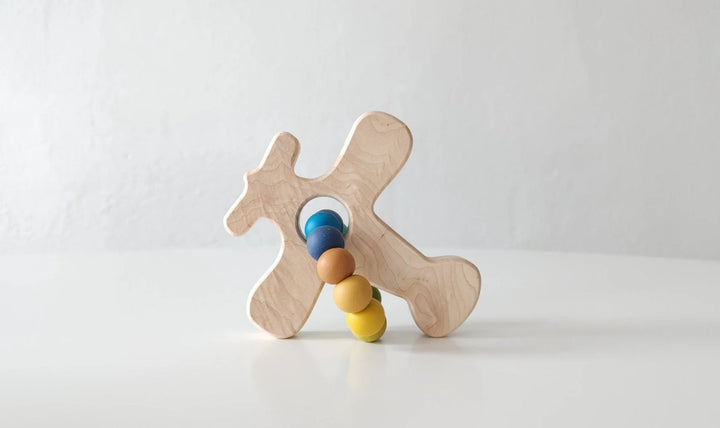 Bannor Airplane Wood Grasping Toy With Teething Beads