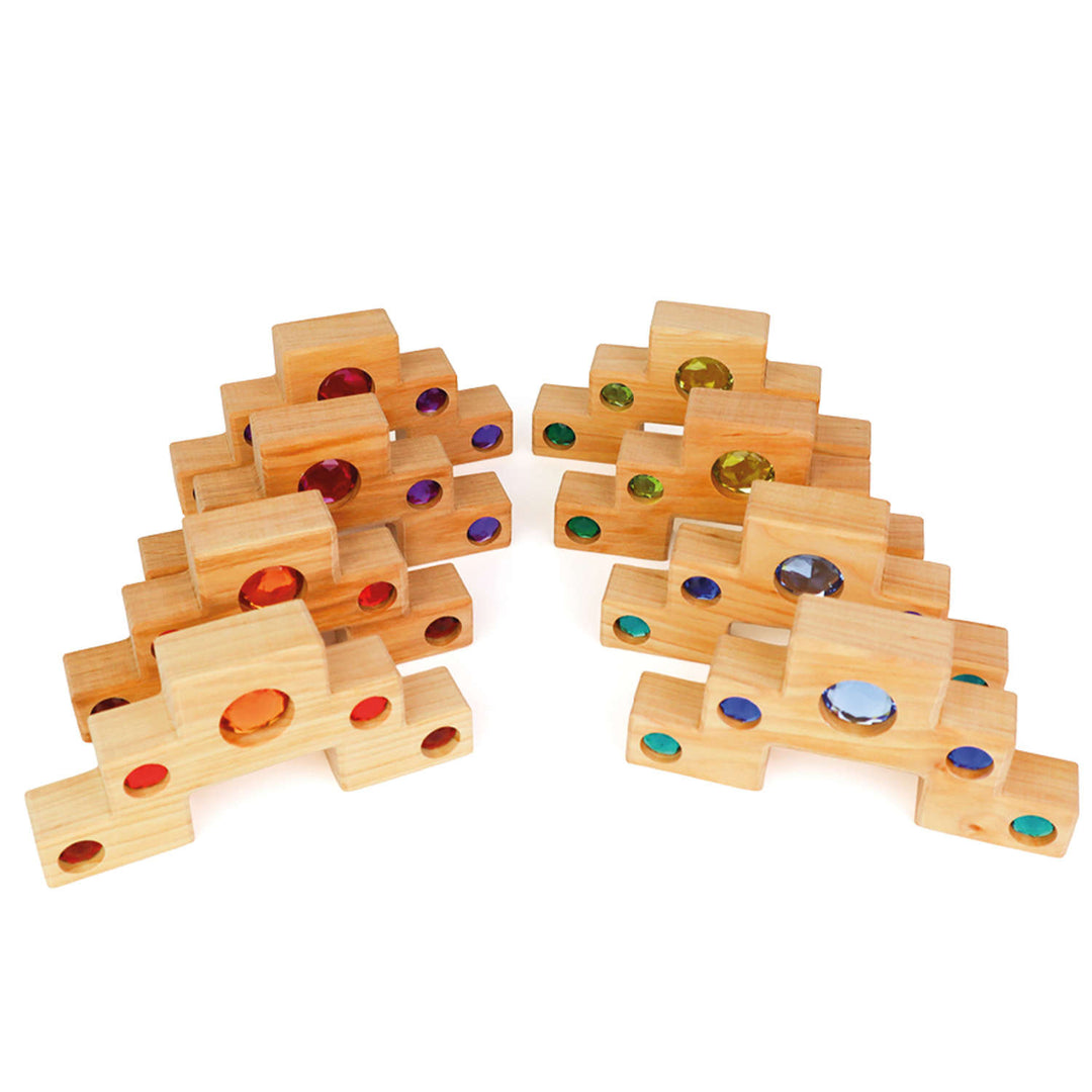 Bauspiel Color Staircase with Luminous Blocks, 16-Piece Set