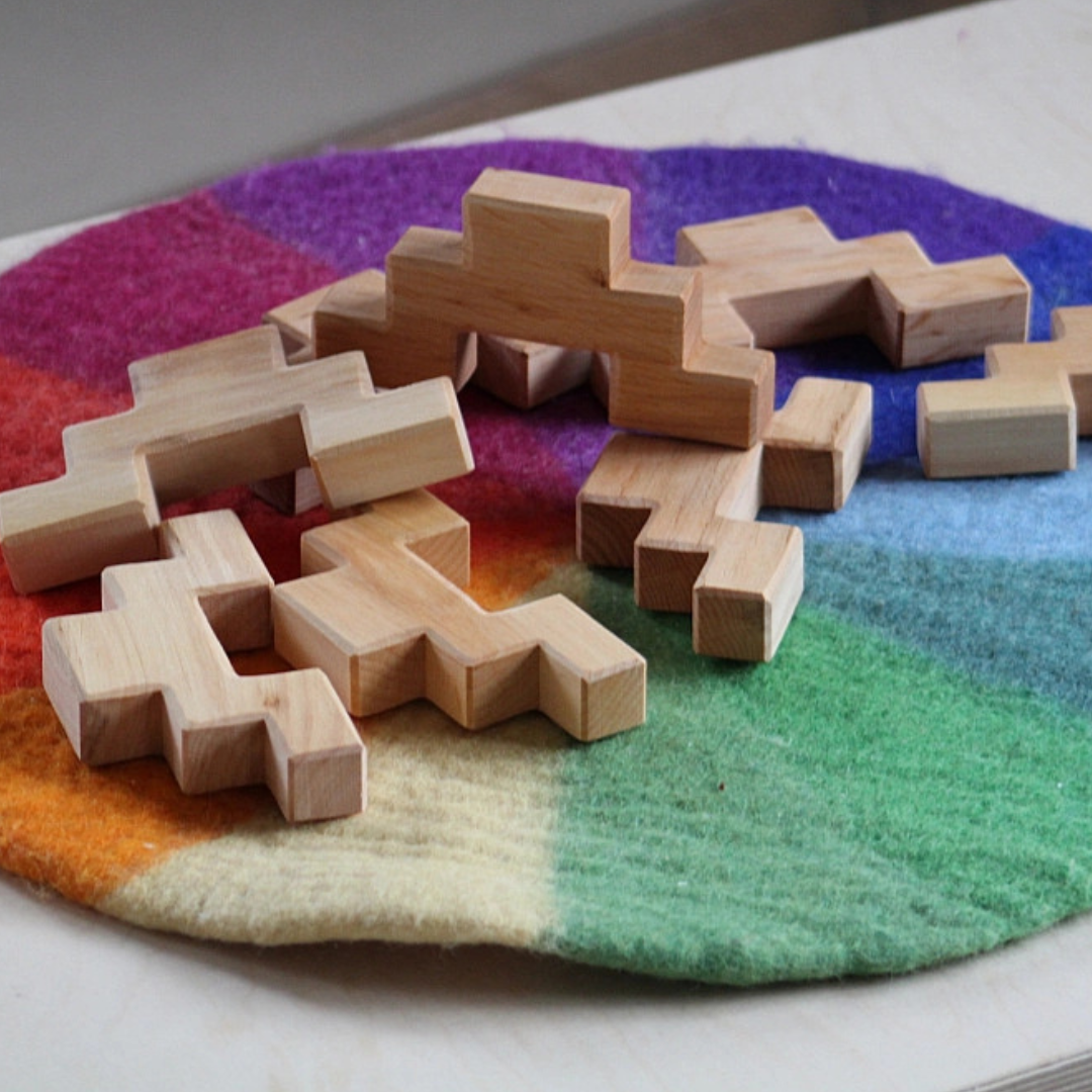 Bauspiel Natural Stair Blocks, 8-Piece Set
