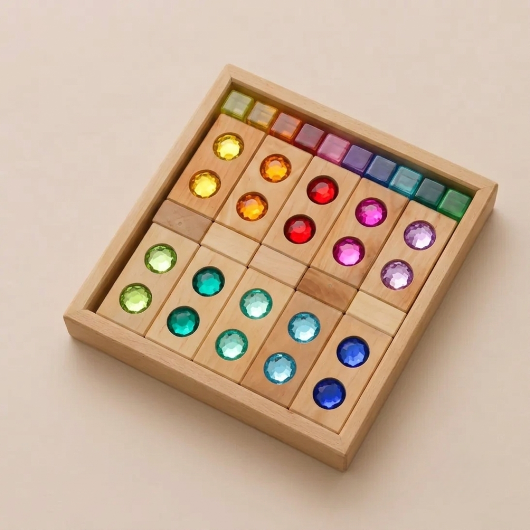 Bauspiel Small Color Track with Lucent Cubes, 45-Piece Set