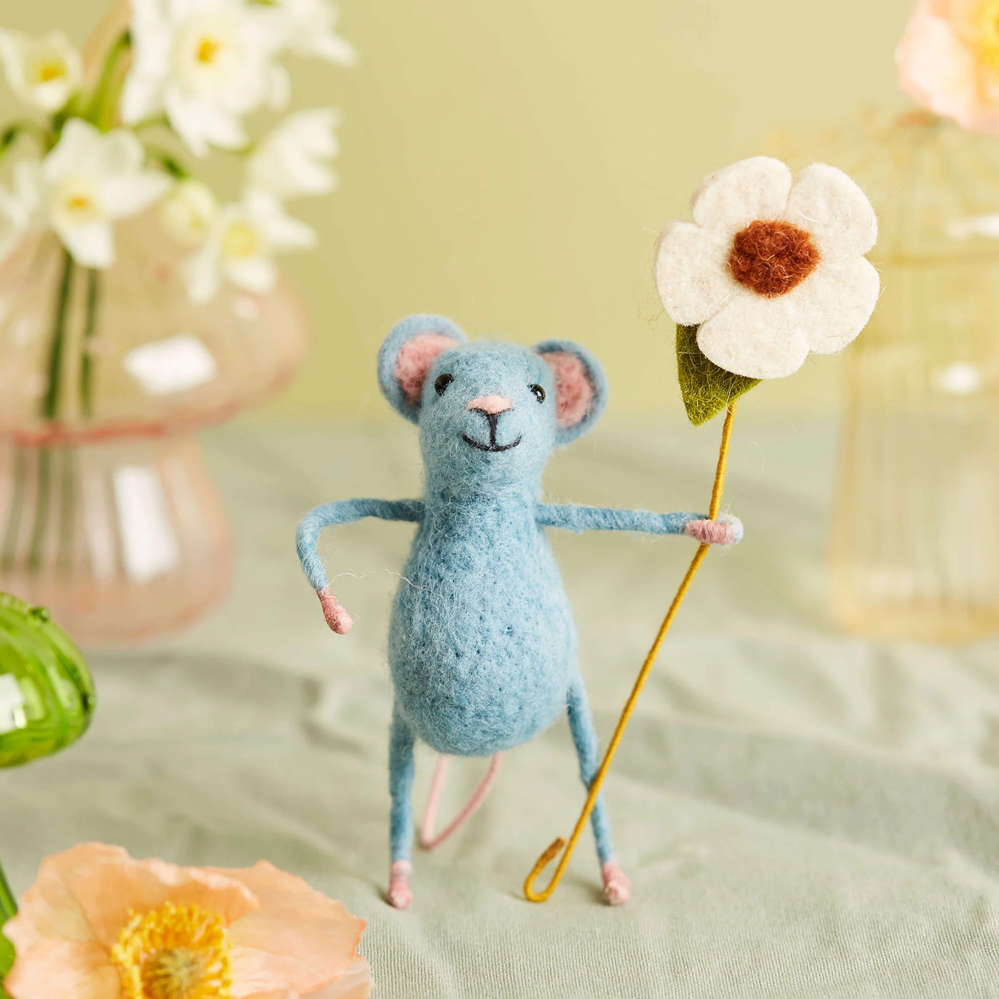 Blue Mouse Holding a Flower