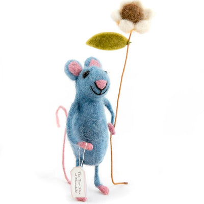 Blue Mouse Holding a Flower