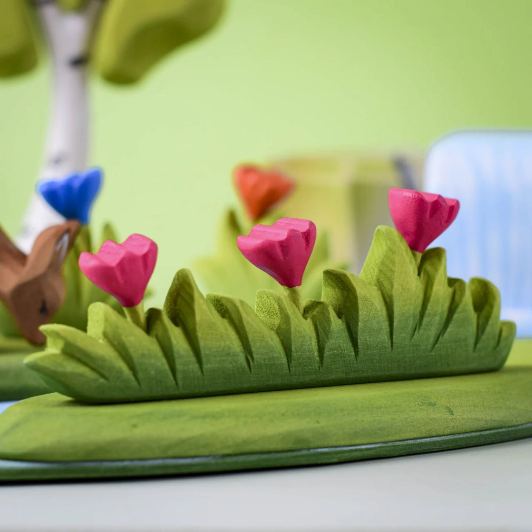 Bumbu Large Wooden Grass with Pink Flowers
