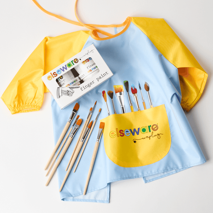 Mess-Free Kids Paint Bundle | All-Natural Finger Paint &amp; Art Smock Set
