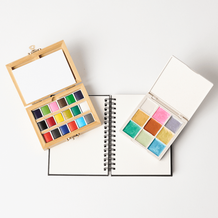 Watercolor Essentials Bundle | Bamboo Case, Metallics, &amp; Paper Pad