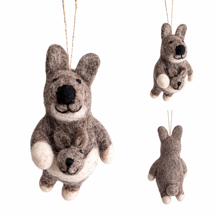 Felt Kangaroo with Baby Ornament